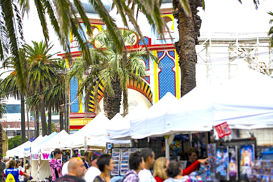 Market stalls at St Kilda Esplanade Market